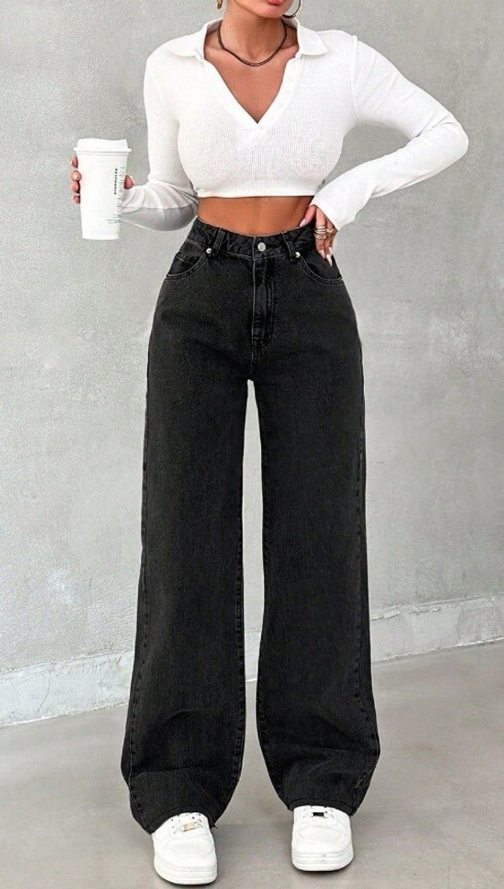 Women Straight Fit High Rise Blue Jeans