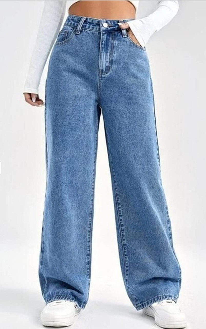 Women Straight Fit High Rise Blue Jeans