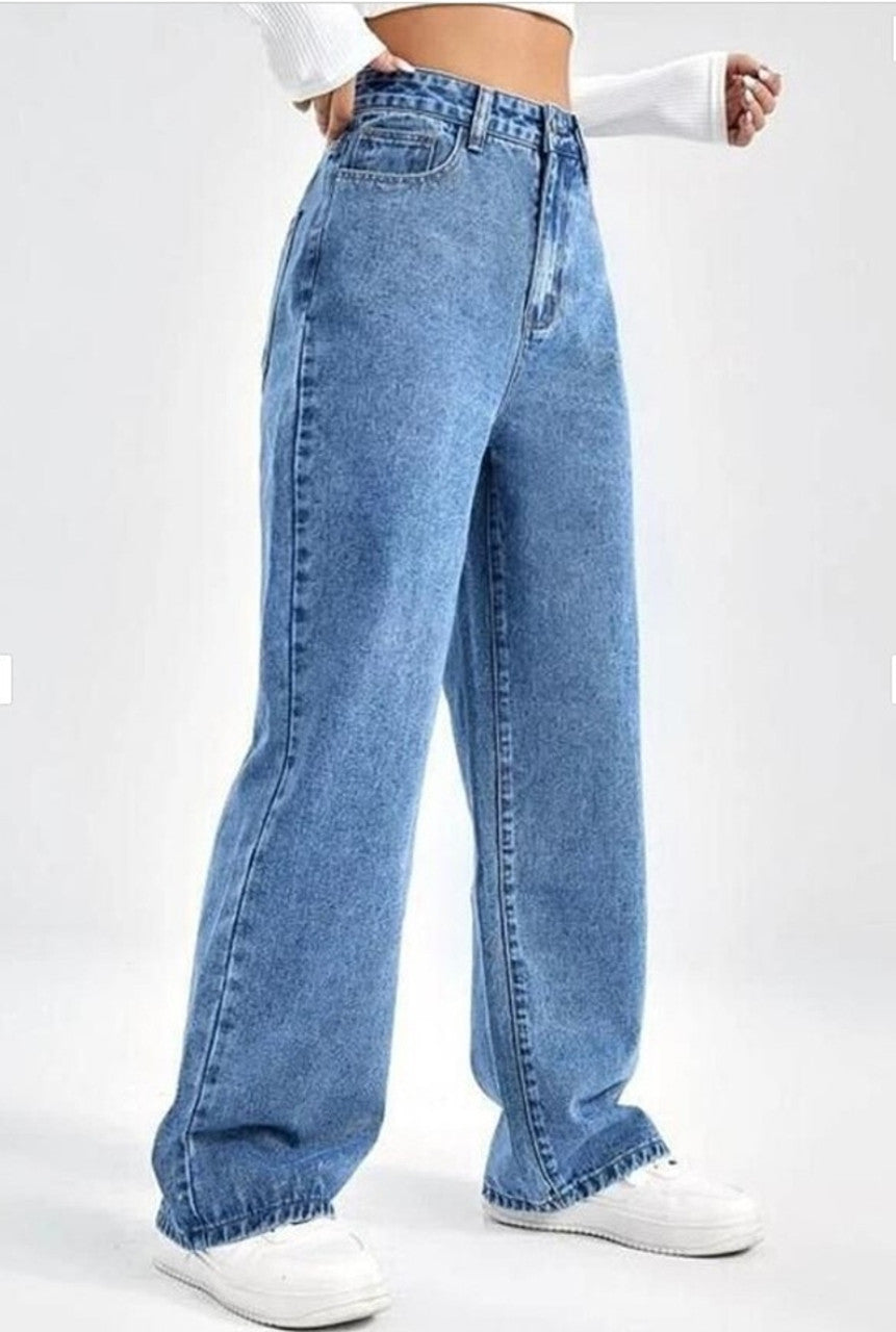 Women Straight Fit High Rise Blue Jeans
