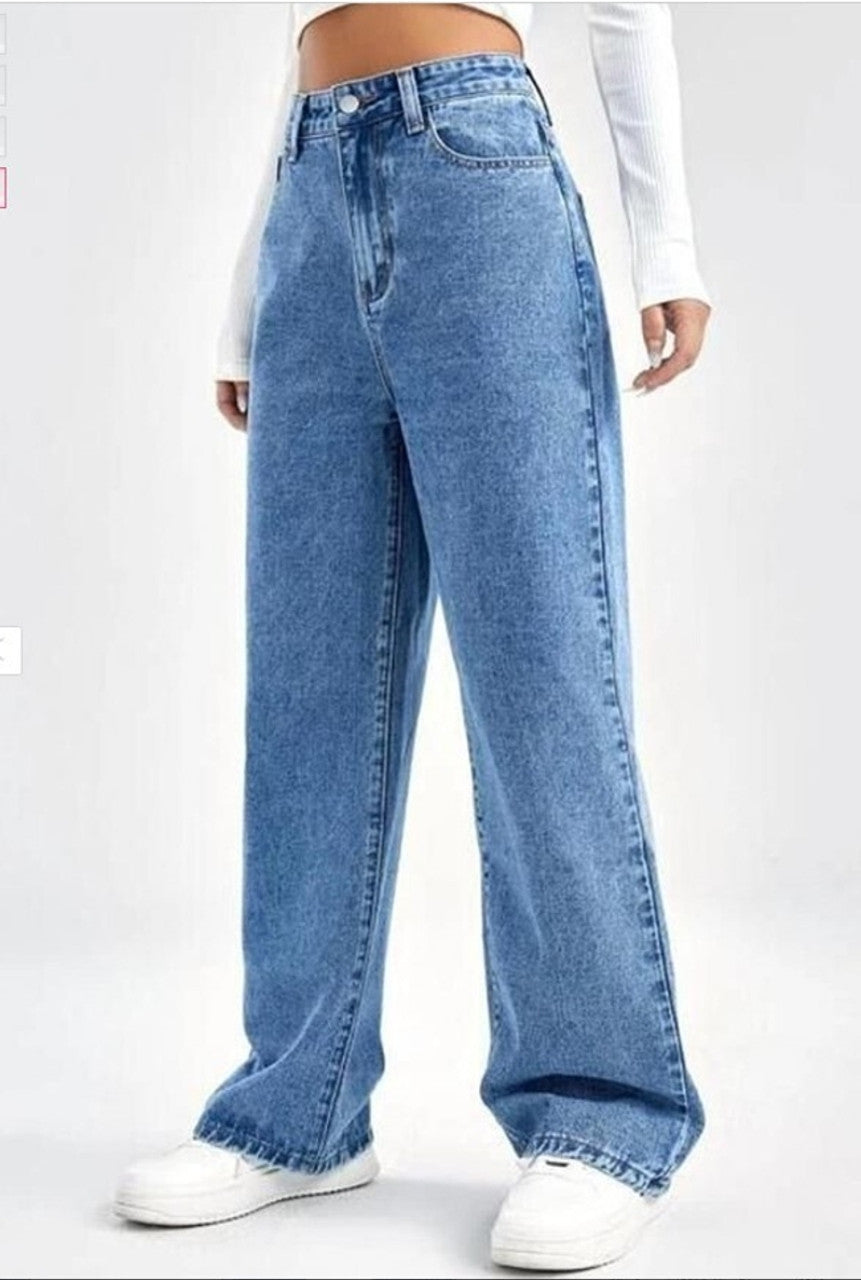 Women Straight Fit High Rise Blue Jeans