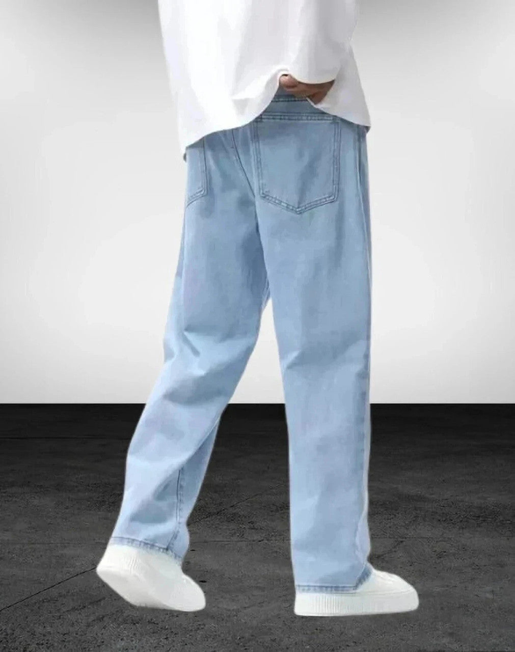 Men Straight Fit Mid Rise Light Blue Jeans