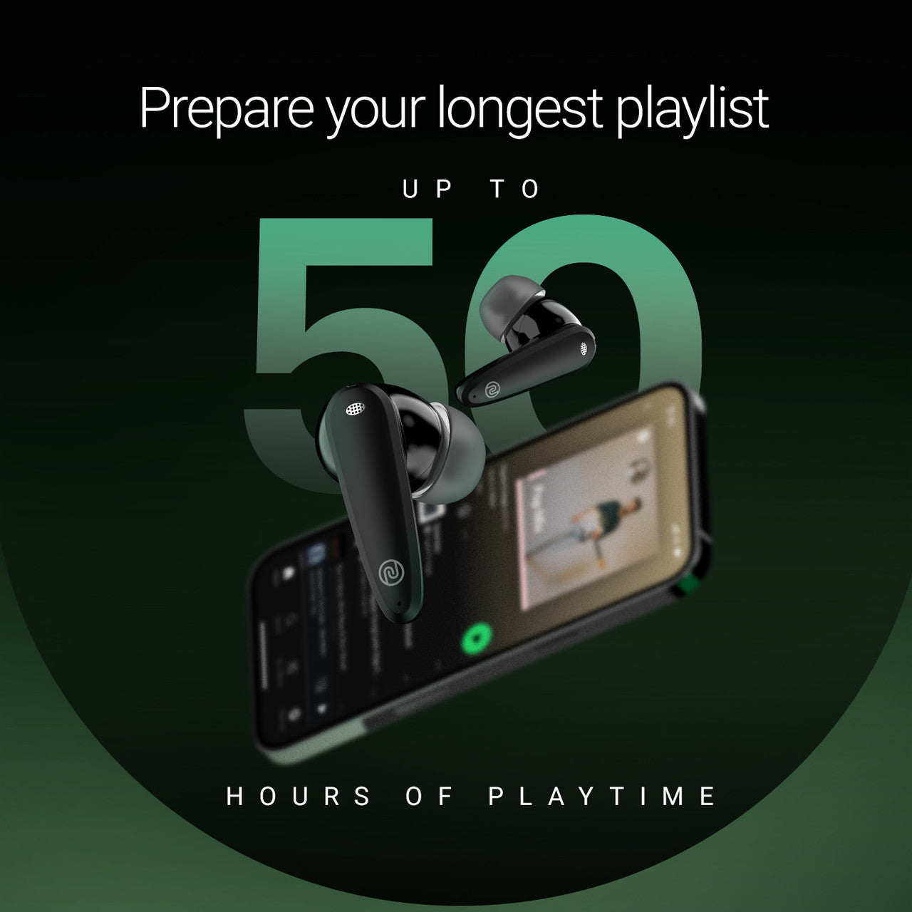 Noise Buds VS404 with 50 Hours Playtime, ENC with Quad Mic, 3 EQ modes Bluetooth  (Jet Black, True Wireless)