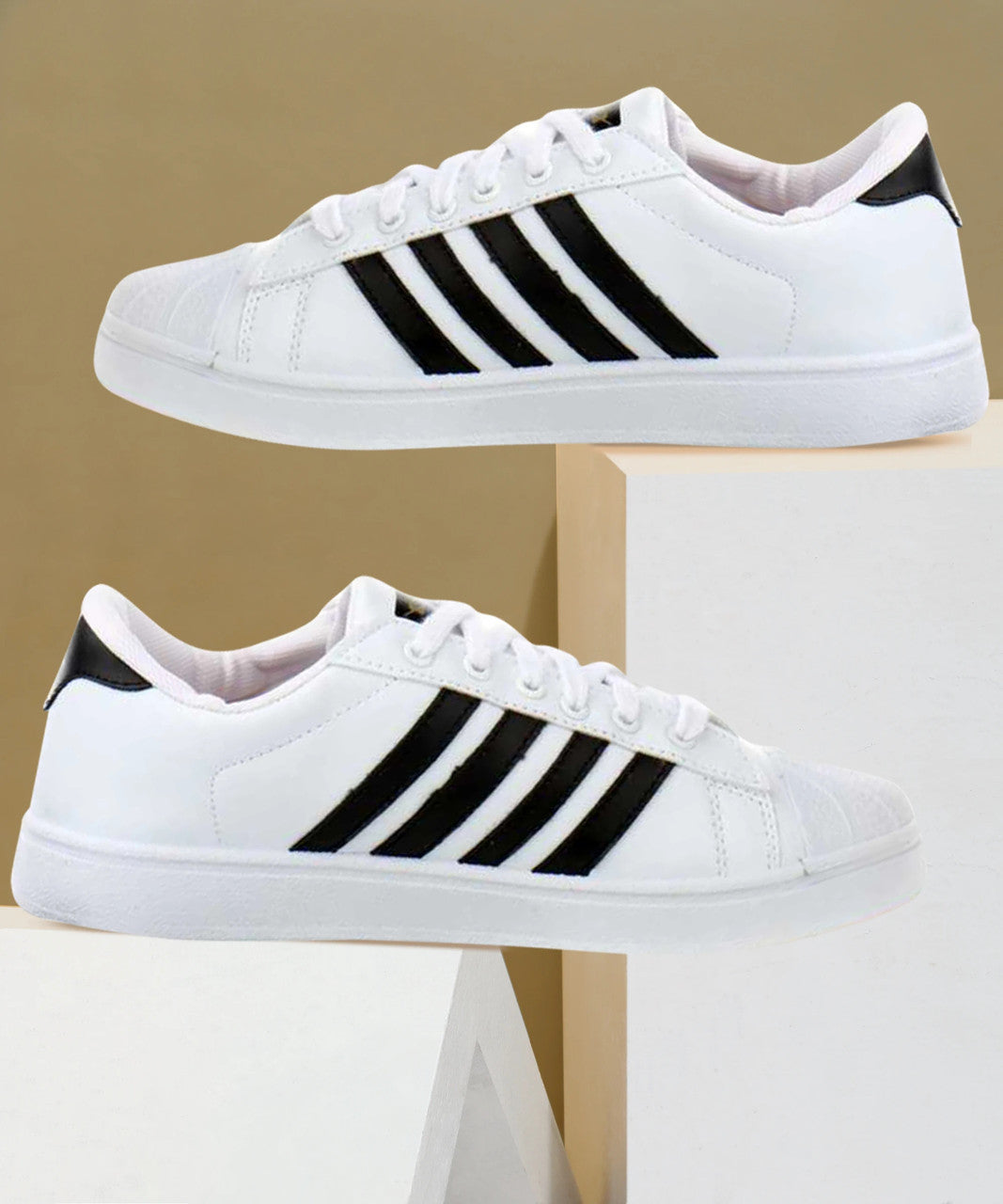SM 323 | Stylish, Comfortable | Sneakers For Men  (White, Black , 10 UK/India)