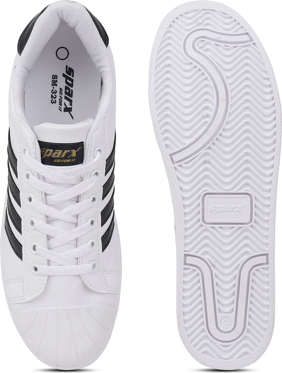 SM 323 | Stylish, Comfortable | Sneakers For Men  (White, Black , 10 UK/India)