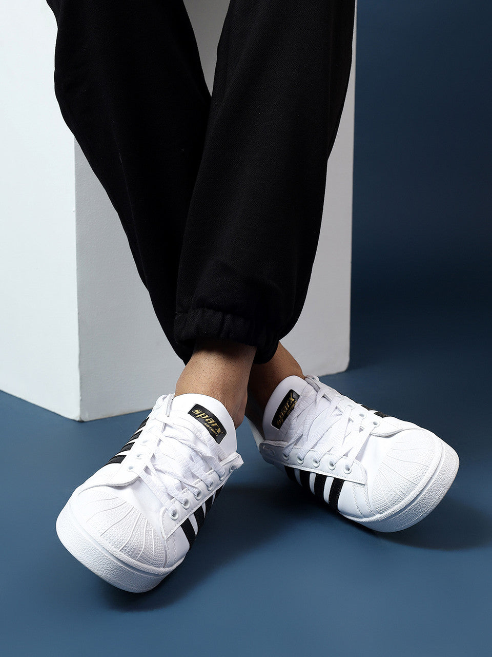 SM 323 | Stylish, Comfortable | Sneakers For Men  (White, Black , 10 UK/India)