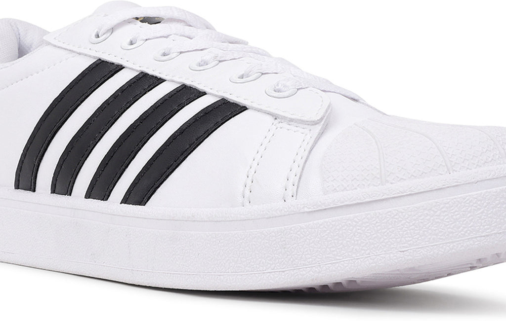 SM 323 | Stylish, Comfortable | Sneakers For Men  (White, Black , 10 UK/India)